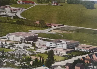 Postkarte, Luftbild, Konrad-Adenauer Gymnasium, Reiterhof, Reiterhof Gut Langfort,